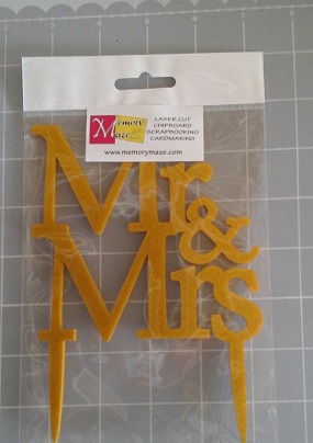 Mr & Mrs  Gold Glitter cake topper Acrylic